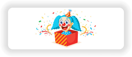 Fototapeta premium Surprise Clown Popping Out of a Gift Box Celebration Illustration