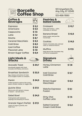 Beige & Black Swiss Style Minimalism Coffee Shop Menu