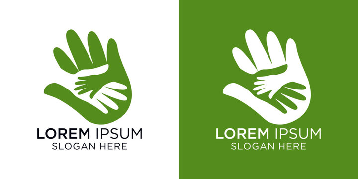 Family Hand logo symbolizing the hands of a family looking after each other, this design is suitable for insurance, family health clinics and hospitals