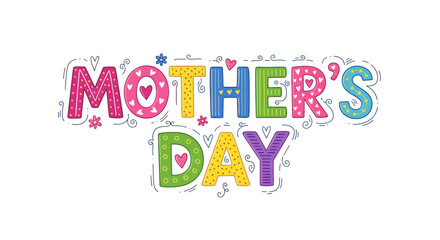 Vibrant Mother's Day illustration with colorful typography and floral elements