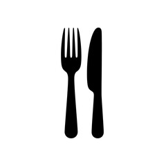 Minimalist Black and White Fork and Knife Silhouette for Dining Themes
