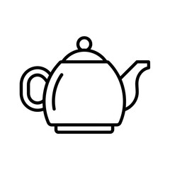Obraz premium Minimalist Black and White Line Drawing of a Teapot for Kitchen and Coffee Iconography
