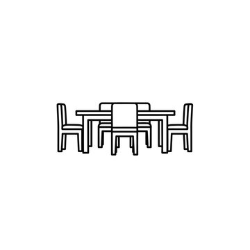 Minimalist Illustration of a Dining Table with Chairs in Modern Interior Design