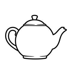 Obraz premium Minimalist Black and White Line Drawing of Teapot for Kitchen Decor