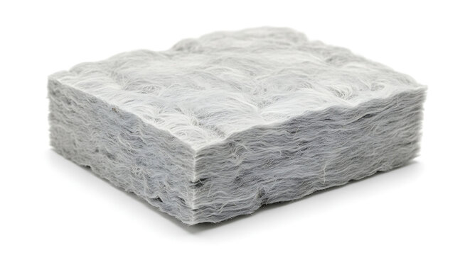 White isolated backdrop featuring premium thermal insulating rock wool material used for building construction energy efficiency industrial mineral fiber panel insulation slab texture background