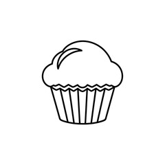Minimalist Line Drawing of a Cupcake with Frosting and Wrappers for Delicious Dessert Art