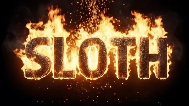 Sloth on Fire Burning Text Animation.
