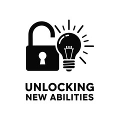 A stylized graphic depicts an open padlock with a glowing lightbulb inside symbolizing innovation and unlocked potential high quality professional detailed modern elegant stylish