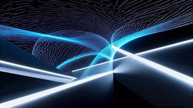 Abstract light lines in dark space