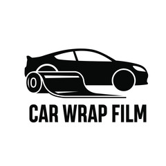 Fototapeta premium A sleek black silhouette of a speeding sports car is showcased with the text car wrap film below it high quality professional detailed modern