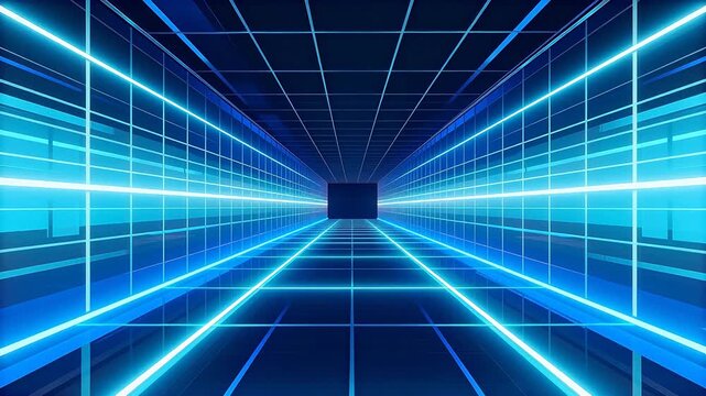 neon grid tunnel perspective