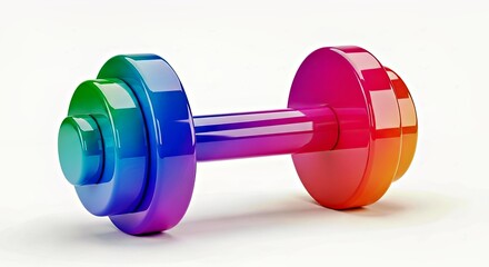 Vibrant Rainbow Dumbbell Fitness and Exercise Stock Photo