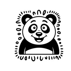 Fototapeta premium Cute panda isolated on blue background. Funny kawaii alpaca character. Cartoon flat style. Vector illustration