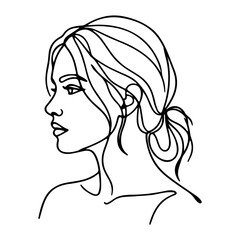 Minimalist Woman Face Line Art Female Portrait Continuous Line Drawing Beauty Illustration