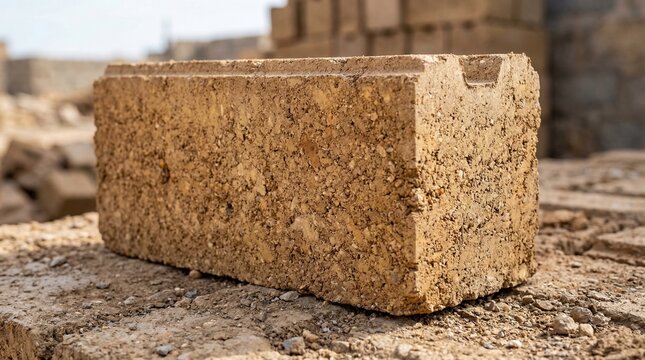 Texture and Detail of a Compressed Earth Block (CEB) - Sustainable Building