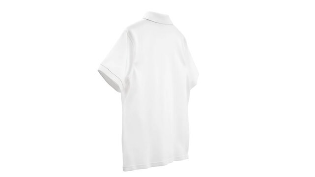 A pristine white polo shirt, presented in a studio shot