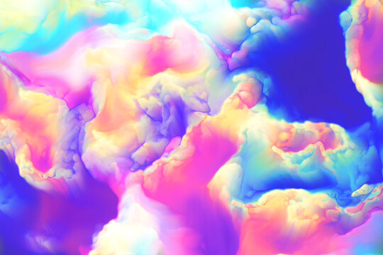 Colorful abstract paint mixing background. Digital render. Fluids swirling.