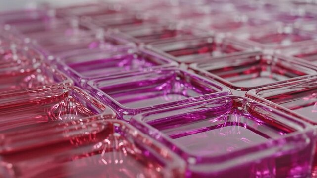 Pink and purple squares arranged in a grid pattern closeup