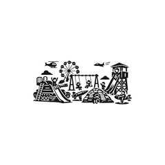 Naklejka premium Hand drawn social network concept with houses city icons and business symbols in a vintage doodle style vector illustration