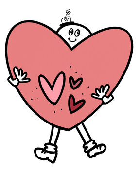 Ilustraci&oacute;n personaje cargando un coraz&oacute;n San Valent&iacute;n