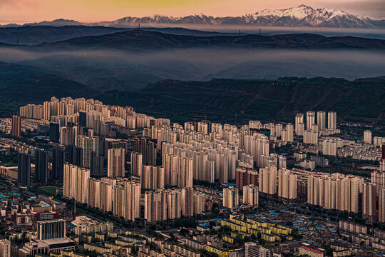 Morning view of Xining City, Qinghai Province, China