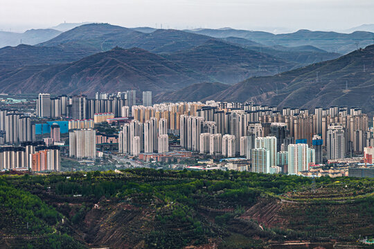 Morning view of Xining City, Qinghai Province, China