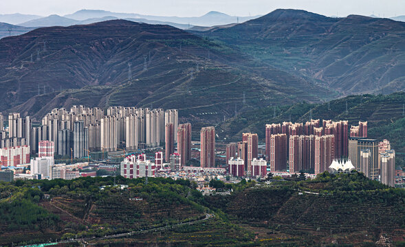 Morning view of Xining City, Qinghai Province, China