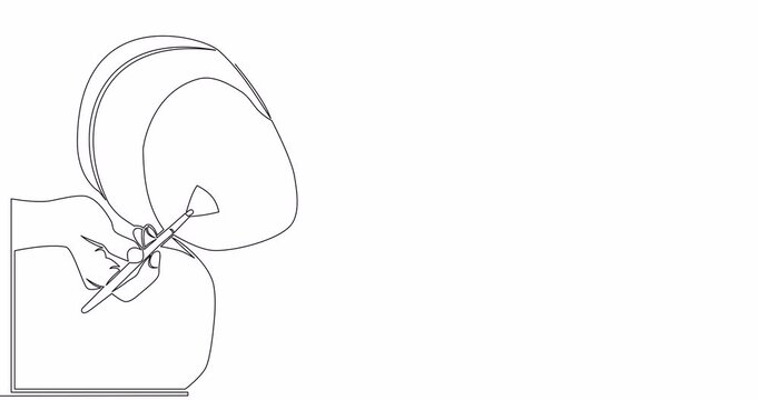 Self drawing line animation Woman Chemical peeling face continuous one single line drawn concept video
