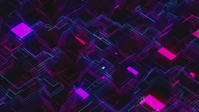 4k Seamless vjloop video of an abstract digital grid for technology and data infrastructure presentations