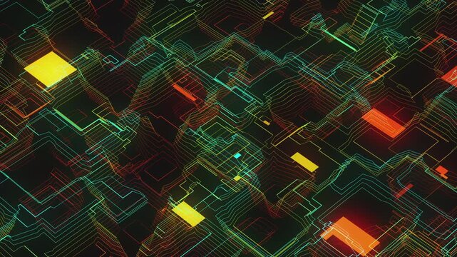 4k Seamless vjloop video of an abstract digital grid for technology and data infrastructure presentations