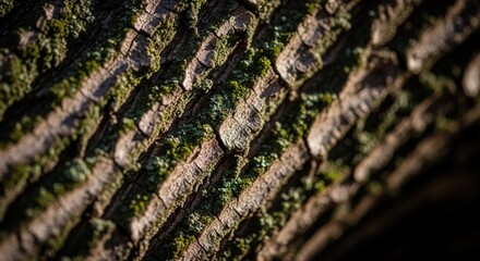 Close-up of Tree Bark Texture Showing Natural Patterns and Depth