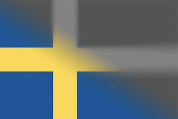 Obraz premium Abstract Image Blending the Vibrant Blue and Yellow of the Swedish Flag on the Left with Desaturated Grey Tones on the Right, Creating a Unique Fading Effect with a Subtle Grainy Texture