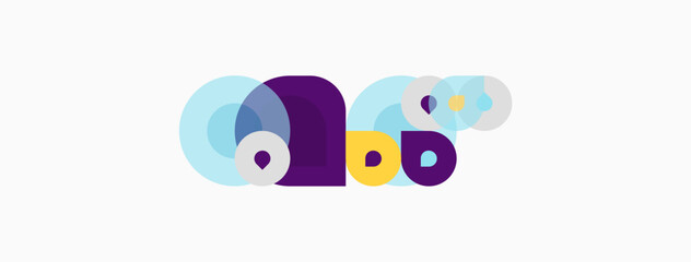 Fototapeta premium Abstract graphic features overlapping purple, blue, yellow circles. Minimalist design evokes playful, modern aesthetic. Simple shapes create visual interest.