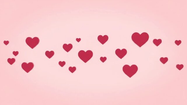 Minimal heart icons drifting gently across pastel pink background