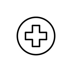 Linear Medical Cross Icon Symbolizing Healthcare Medicine First Aid and Emergency Services for Clinical Design Pharmacy Signage and Healthcare Professional Branding