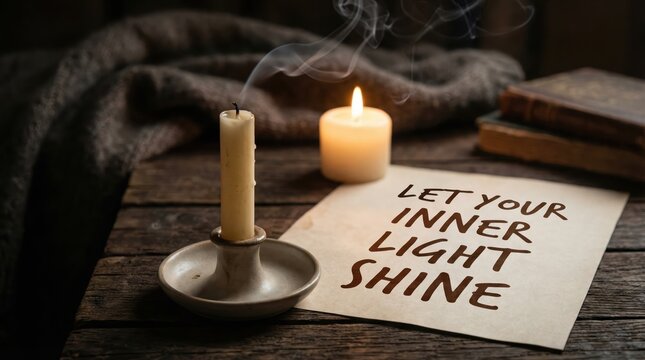 Candlelight illuminating a message of inner light