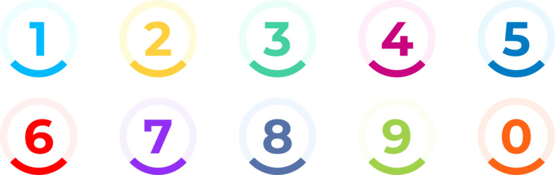 Number bullet point from 1 to 9. Number step infographic circles. Colorful number set from one to nine