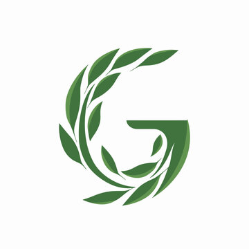 Green leafy letter g logo concept design for nature related business