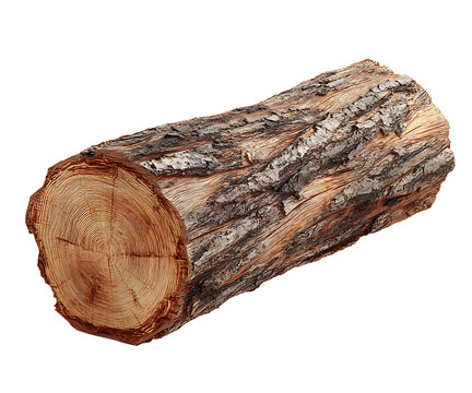 A freshly cut log lies on the ground in a natural environment.