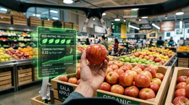 Augmented Reality View of Carbon Footprint Data on Grocery Store Products