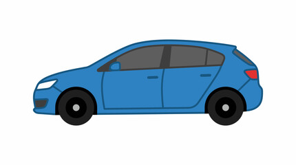 Fototapeta premium Modern blue hatchback car illustration, generic compact vehicle side view isolated on a white background, ideal for web design.
