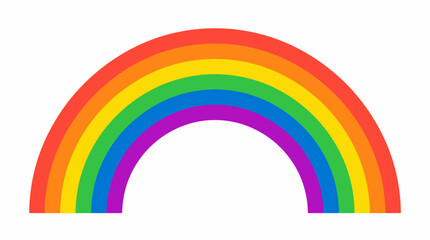 Obraz premium Vibrant colorful rainbow arch isolated on a clean white background, depicting the full spectrum of bright colors.