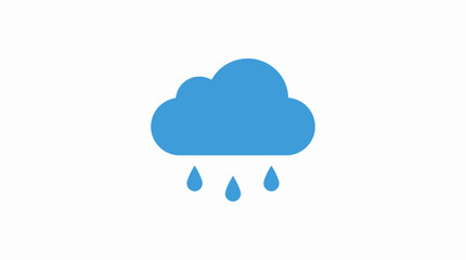Blue Cloud with Raindrops Falling Icon. Flat Design Weather Symbol for Rainy Day Forecast and Climate Conditions Illustration.