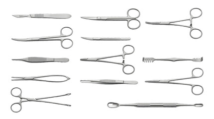 Set of surgical tools and medical instruments for precise procedures