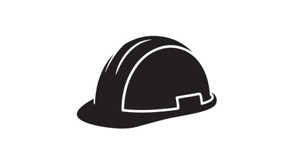 Fototapeta premium Hard Hat Silhouette in Simple Minimalist Style with High Contrast Black and White for Safety Logo