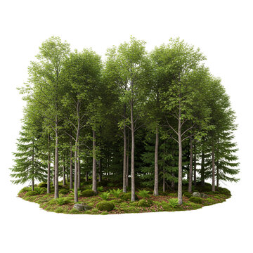 A Dense Forest of Tall Green Trees and Lush Undergrowth.