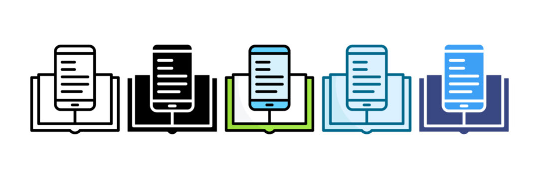 Ebook Reader Icon Set Multiple Style Collection
