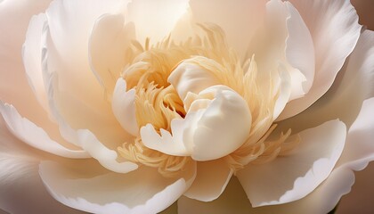 White Flower Background A Bud Of Delicate Peony Cream Colored Close Up