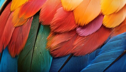 Close Up Of Colorful Bird Feathers Background