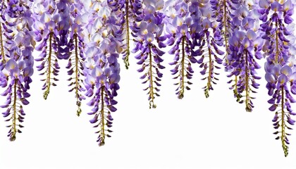 Beautiful Purple Wisteria Flowers Cascading Down Isolated On Transparent Background